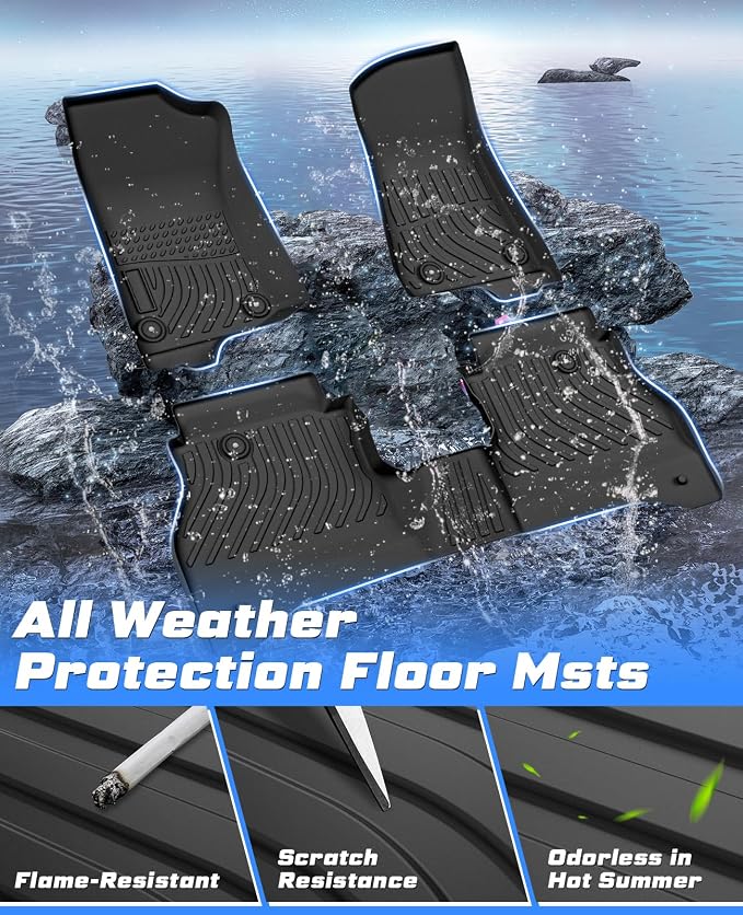 Sunsdrew Floor Mats for 2020-2026 Jeep Gladiator JT Accessories | 1st & 2nd Row All Weather Car Mats, TPE Rubber, Raised Edge - Image 2