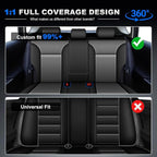 AOMSAZTO Car Seat Covers for Toyota RAV4 2019-2025 Hybrid,Not for SE&XSE | Custom Fit 5-Piece Set Includes Neck Pillows,Armrest Cover,Steering Wheel Cover and Seat Belt Covers-Faux Leather Black&Gray - Image 7