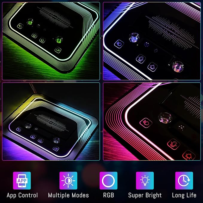 Universal Car Rear Dome Light Replacement,Adjustable LED Ceiling Lamps Assembly w/Touch Screen,Car RV Interior Lighting w/Door Trigger Switch,Over-Head Roof Ambient Light,RGB (Ripple Style) - Image 5