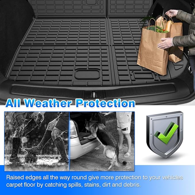 Grand Cherokee Cargo mat - Trunk Mat for Jeep Grand Cherokee 2022-2026(Include 4xe Not for L or WK), All Weather Trunk Mat & Backrest Mat for Grand Cherokee Accessories, Heavy Duty Rubber Mats - Image 7