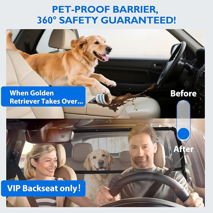 Dog Barrier for SUV, 50" Dog Car Barrier Behind Front Seat, Escape-Proof Back Seat Divider & Cargo Area Gate, Durable Dog Net for Car, Safety Mesh Pet Restraint - Image 6