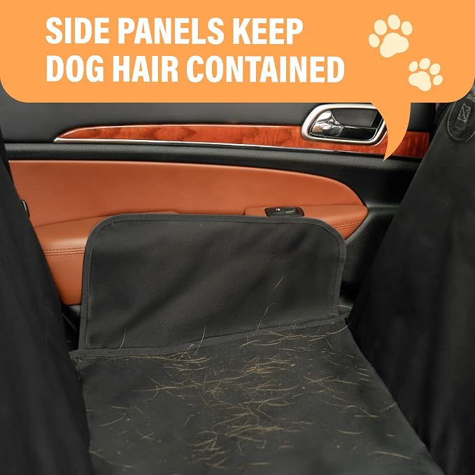 Active Pets Waterproof Hammock Standard Car Seat Cover, Fits Sedans Hatchbacks Crossovers Coupes Compact Vehicles, Secure Convertible Travel Bed Protects Backseat Cargo from Dogs, Black w/Orange Trim - Image 7