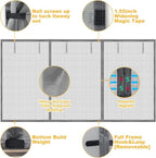Garage Door Screen for 2 Car Garage, Sunmoxia 16x7Ft Magnetic Heavy Duty Garage Door Curtain with 6 Strapping Tapes - Durable Breathable Anti-Tear Mesh Patio Porch Privacy Curtain (Silver) - Image 5