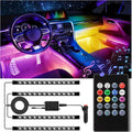 LivTee Car Led Interior Lights，4pcs 48 LED Multicolor Music Car Interior Accessories Under Dash Lighting Waterproof Kit with Sound Active Function and Wireless Remote Control, Car Charger Included by LivTee