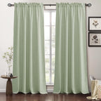 RYB HOME Linen Sheer Curtains 108 inches Long for Living Room | Breathable, Weave Textured, Rod Pocket, Semi Sheer, Sage Green, for Dining Room, W52 x L108, 2 Panels Set by RYBHOME