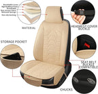 Linen Front Car Seat Covers Cloth Fabric Automotive Seat Protectors | Breathable Durable Anti-Slip All-Season Comfort Easy to Install Universal Fit for 95% of Cars Trucks SUVs Vans (Beige, 2PCS) - Image 5