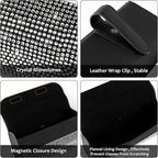 Accmor Bling Sunglasses Holder for Car Sun Visor, Sparkling Eyeglasses Car Visor Clip Storage Glasses Organizer Case, PU Leather Auto Sunglass Holder Protective Box for Truck, SUV, RV (White) - Image 5