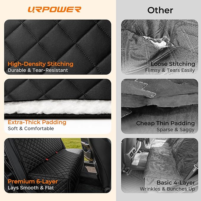 URPOWER Dog Car Seat Cover for Back Seat, Waterproof Car Seat Protector | Non-Slip, Scratch-Resistant, Machine Washable 600D Oxford Fabric Rear Bench Seat Cover for Full-Size SUVs & Pickup Trucks - Image 5