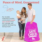 J.L. Childress Gate Check Bag for Single & Double Strollers, Neon Pink | AirTag compatible Gate Check Bag keeps strollers clean, protected & easy to identify when airport gate checking - Image 5