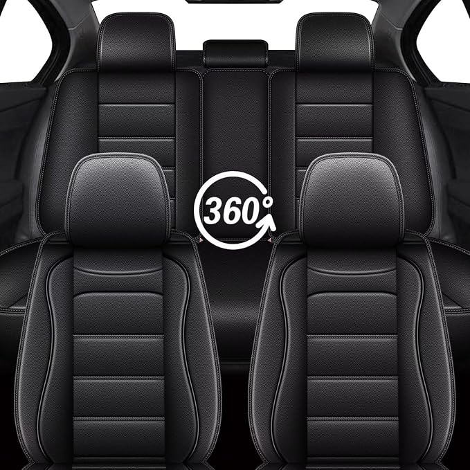 IKABEVEM Car Seat Covers for Kia K5 2021-2025 2026 Full Set(5 Seats) | Luxury Fuax Leather, Waterproof, Airbag Compatible, Easy to Install, Scratch‑Resistant Seat Protection, Black - Image 7