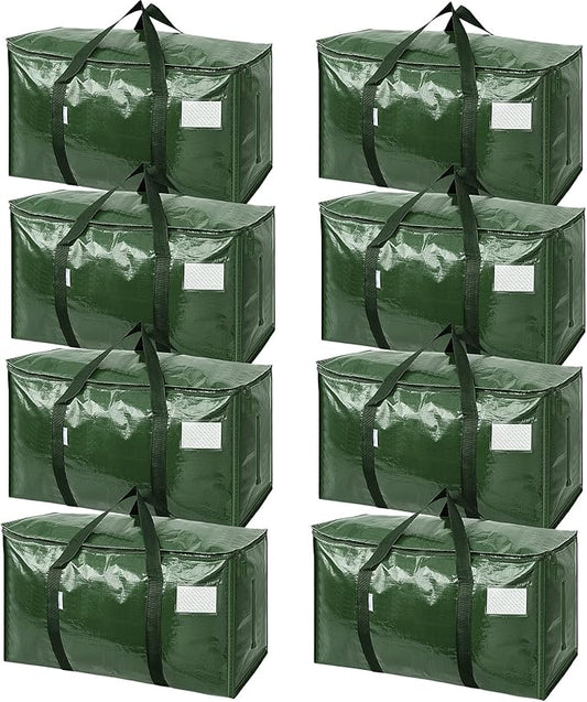 TICONN 8 Pack Extra Large Moving Bags Heavy Duty with Zippers & Carrying Handles, Durable Storage Bags Moving Boxes for Closet Organizers and Storage (8 Pack, Olive) by TICONN