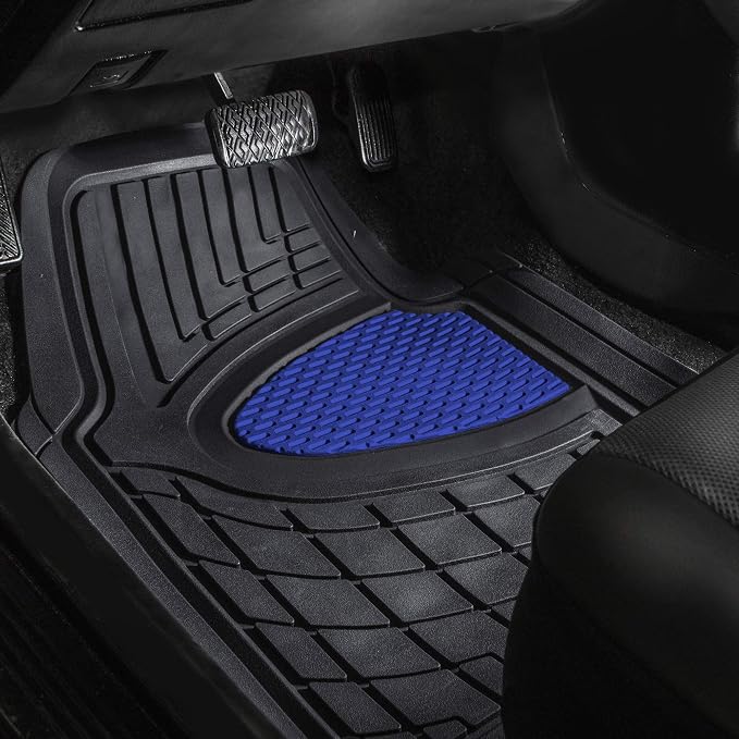 FH Group Automotive Floor Mats - Heavy-Duty Rubber Floor Mats for Cars, Universal Fit Full Set, Climaproof Floor Mats, Trimmable Floor Mats for Most Sedan, SUV, Truck Floor Mats Blue - Image 4
