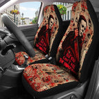 GENANY White Horror Mask Car Seat Covers, 2-Piece Front Seat Set | 2-piece polyester front seat cover set, each 49.5 x 19.6 inches, with adjustable straps and hooks - Image 3