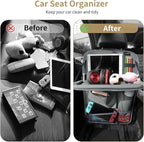 LUCMO Car Backseat Organizer with Foldable Tablet Holder, Grey | 6 Storage Pockets,Foldable Food Tray,Protectors Kick Mats,Travel Accessories,Seat Cover,Road Trip Essentials - Image 2