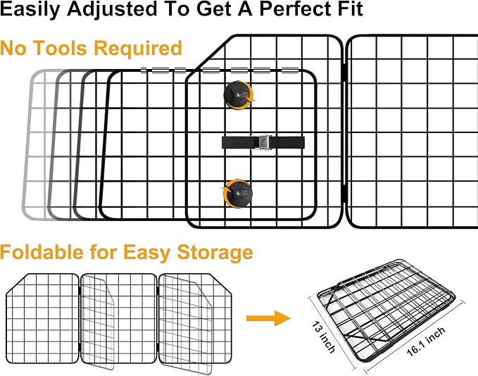Dog Car Barrier for SUVs, Van, Vehicles, Adjustable Large Pet Barriers, Universal Fit Heavy-Duty Wire Mesh Dog Guard, Pet Divider Gate for Truck Cargo Area, Safety Car Divider, 61.9 Inches - Image 2