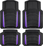 CAR PASS Heavy Rubber Car Floor Mats, Deep Waterproof Car Floor Mats All Weather, Aluminum Film Universal Trim to Fit for Cars SUV Trucks Sedans, Anti-Slip, Black Purple Metallic by CARPASS