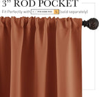 RYB HOME Basement Bathroom Kitchen Cafe Blackout Privacy Window Curtains | Thermal Insulated, Light UV Heat Blocking, Privacy, Short Curtain Tiers for Laundry Room, W34 x L30, Burnt Orange, 2 Panels - Image 2