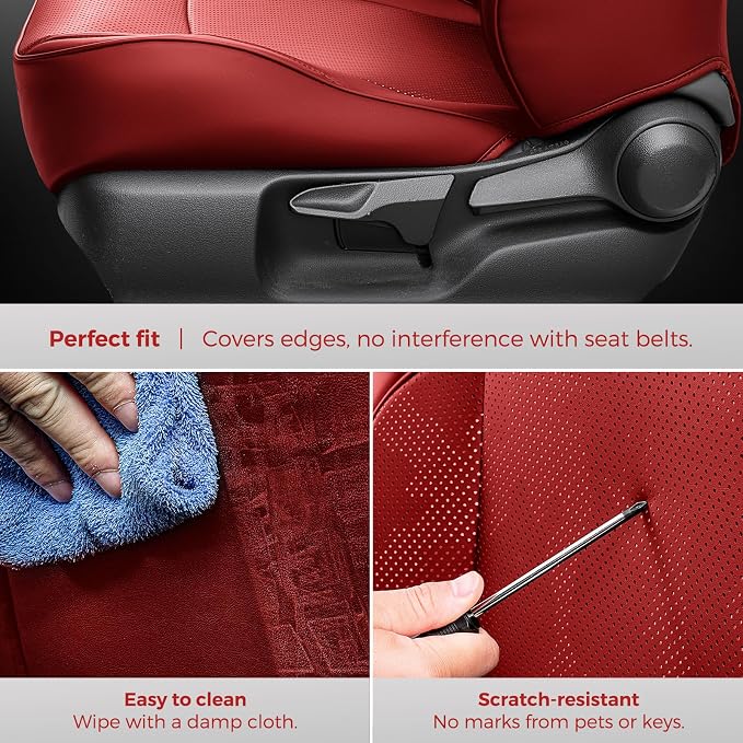 DiffCar® Seat Covers for Toyota Tacoma 2026 2025 2024 Double Cab(Gas Only), Full Set Faux Nappa Leather Truck Accessories for Tacoma 4th Gen, Car Seat Protectors Custom Fit for Tacoma Seat, Red Camo - Image 7