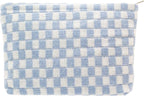 PAZIMIIK Checkered Makeup Bag for Purse, Small Flat Cosmetic Pouch,Blue | Cute Zipper Makeup Organizer for Women, Travel Essentials, Toiletries, Makeup Brushes, Beauty Accessories&Bridesmaid Gifts by PAZIMIIK