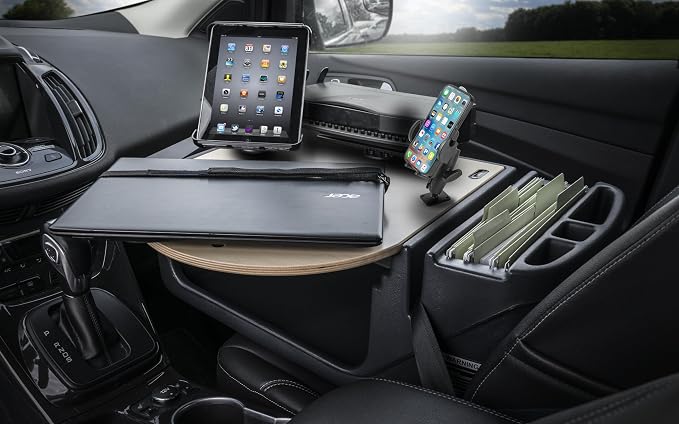 AutoExec AE-RMCD-PM-TAB-PS-11M Roadmaster Car Desk for Your Vehicle Workstation and Mobile Office, Natural with Phone Mount, Tablet Mount and Printer Stand | Phone Mount, Tablet Mount, Printer Stand, Vehicle Workstation and Mobile Office - Image 2