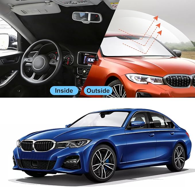 Front Windshield Sun Shade Foldable Car Front Window Sun Shade Windshield Shade Custom Fit for 2013-2018 BMW F30/F31/F80/M3 Block UV Rays Accessories Heat Keep Cooler - Image 5