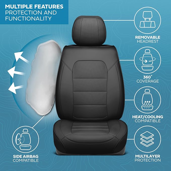 MotorBox Cabin King Black Label Leather Seat Covers for Trucks & Cars | Black Car Seat Covers, Waterproof Leather Seat Covers, Car Accessories, Seat Protector, Universal Fit - Image 4