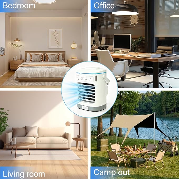 Portable Air Conditioners, 900ML Mini Portable AC,Mini Air Conditioner Fan | 4 Speeds Portable Cooler Fan for Desk, Home, Office, Bedroom, Camping Car - Image 6