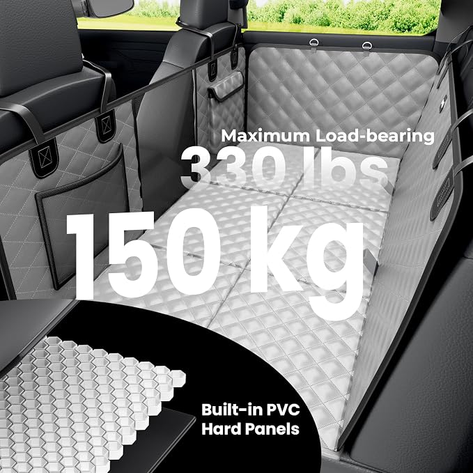 Pecute Back Seat Extender for Dogs 57 * 28.7 in, Upgraded Sofa Leather Dog Car Seat Cover for Back Seat, Foldable in the Car, Hard PVC Panels Bottom Support to 330 lbs, for Full Size Truck/SUV - Image 5