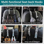 Amooca 4 Pack Anti-drop Headrest Hooks Adjustable Car Seat Organizer | Universal Fit with Clip, Hanger for Backpack Umbrella Water Bottle Coat Purses Handbags Groceries, 40lb Heavy Duty, Gray - Image 5