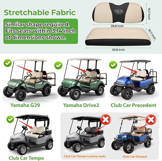 10L0L Golf Cart Seat Covers for Yamaha EZGO Club Car Seat Towel Cushion | Breathable Mesh All-Season Front/Rear Seat Blanket, UV Resistant, Cool Comfort, Machine Washable, Easy On, Great Golf Gift - Image 6