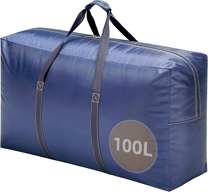 Extra Large travel duffel bag with Strong Handles, 100L Waterproof duffel bag, Durable Zippers, Extra Large Storage Totes for Space Saving and Moving Supplies, Blue by Unknown