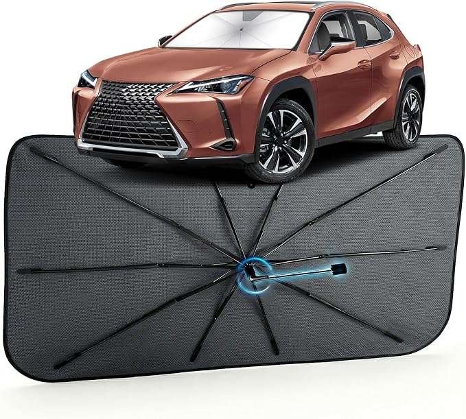Car Windshield Sun Shade Umbrella for Lexus UX 2019-2026, 1:1 Fit Sunshade | [Reflective Coated Fabric] Car Shades Sun Visor Keep Car Cool and Protects Interior, Sunshade Umbrella for Front Window by MakeLifeBetter