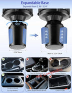 Car Cup Holder Tray - 5 in 1 Adjustable Car Cup Holder Expander with Food Tray Table and Phone Mount for All Purpose, Automotive Essentials for Driver and Front Passenger - Image 3