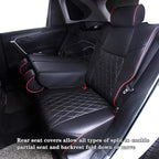 HKZ Custom Fit Corolla Car Seat Cover Full Set for Toyota Corolla Sedan 2020 2021 2022 L LE (Gasoline Models Only) 5-Seats Full Set,Durable Faux Leather (Black+Red) - Image 4