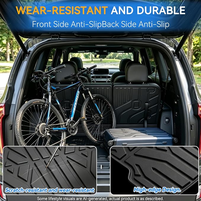 GYGY Trunk Mat and Lower Cargo Liner Set, Fit for 2027 Kia Telluride Hybrid | trunk mat & lower grooved mat (hybrid)All Weather Waterproof TPE Underfloor Storage Tray Cover - Image 7