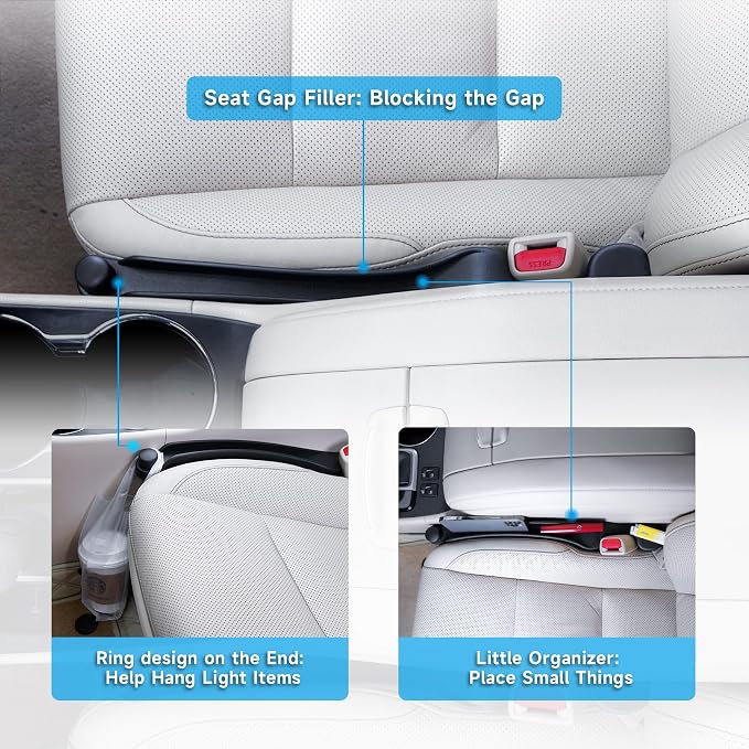 Givifive Car Seat Gap Filler Organizer 2Pack Soft Foam 3IN1 Multifunctional | Seat Side Gap Filler Strip with Storage Slot & Hook Accessory Universal Fit Car SUV Truck Fill The Gap Between Seat & Console - Image 3
