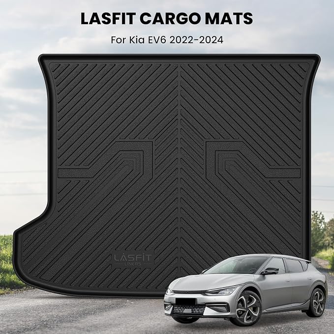 LASFIT Cargo Mat for Kia EV6 2024 2023 2022 | All Weather TPE Custom Fit Cargo Trunk Mat Accessories, Black - Image 2