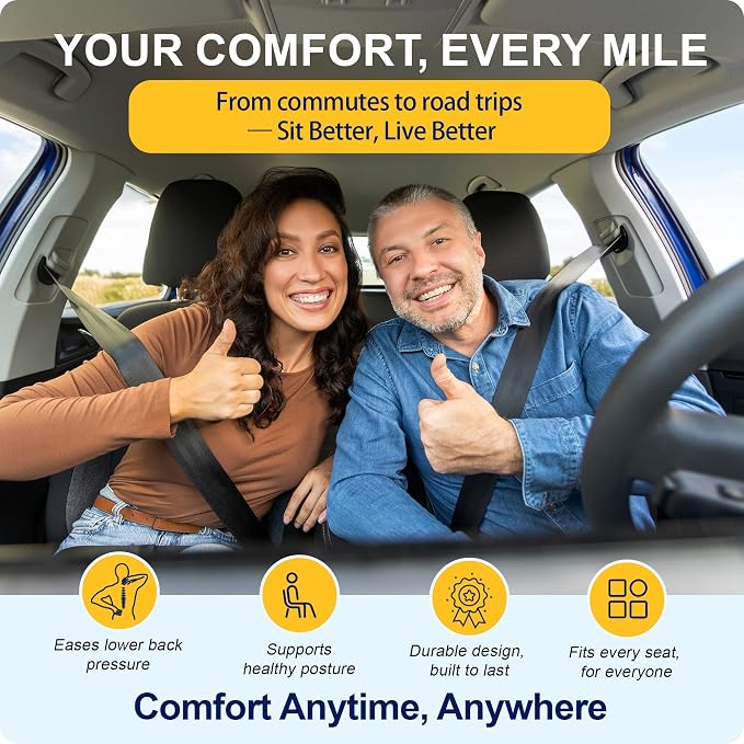 kingphenix Memory Foam Car Seat Cushion for Driving Comfort and Office Use | Coccyx & Lower Back Pressure Relief, Non-Slip 4D Mesh Seat Cushion for Cars, Trucks, SUVs, Long Drives & Office Chairs, Brown - Image 8
