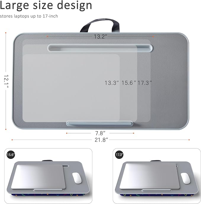 Lap Desk for Laptop with Cushion, Laptop Lap Desk, Cushion Detachable and Washable, fits up to 17 inch, with Tablet Slot and Stopper, MillHome (Geometric) - Image 6