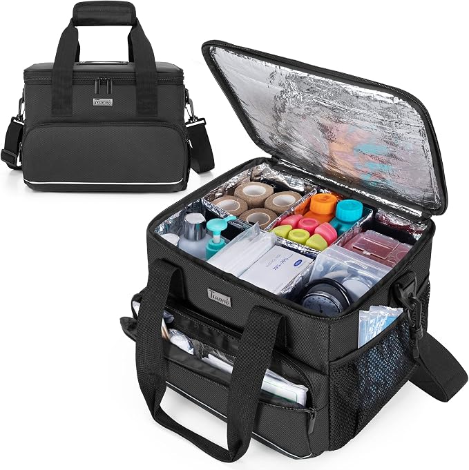 Trunab Insulated Medical Bag with Dividers, Medicine Pouch, Black | Empty Bag for Custom Setup, Ideal for Home, Travel and Camping by Trunab