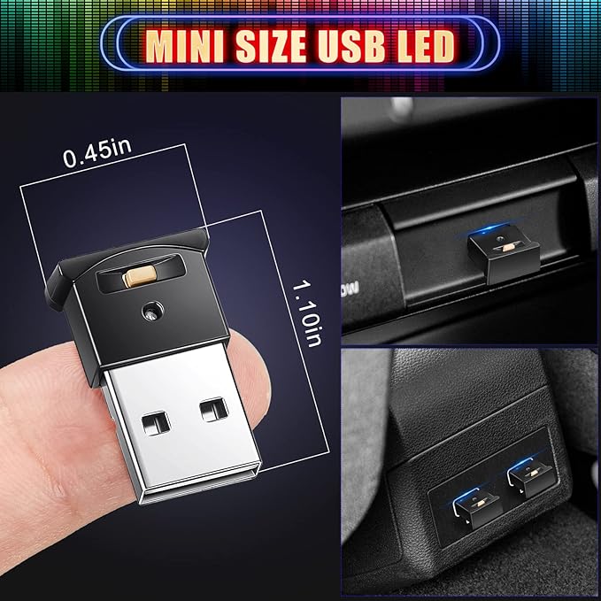 Frienda 6 Pieces Mini USB LED Car Light 8 Colors Atmosphere Lamp,Type A | Car LED Interior Lighting, 5v USB Atmosphere Light, Laptop Keyboard Office Decoration Night Lamp, Adjustable Brightness - Image 5