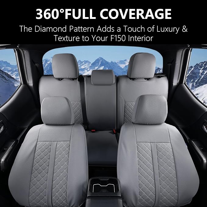 Truckiipa Seat Covers for Tacoma Full Set Leather Truck Seat Covers Waterproof Car Seat Cover Cushion Custom Fit for 2005-2015 Toyota Tacoma Double Crew Cab, Full Set, Gray - Image 8