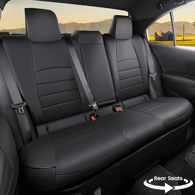HKZ Fit Corolla Car Seat Cover Full Set for Toyota Corolla 2020-2026 SE,Nightshade & 2020-2022 SE Apex & 2023-2025 XSE & 2025 FX (Sedan-Only) - Faux Leather (Black) - Image 2