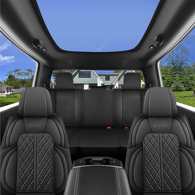 Car Seat Cover Custom Fit for Ford F150 2009-2026 Faux Leather Seat Cover Set Compatible with Regular Cab Super Cab Super Crew Pickup Truck Cushions (Black, Front Seat) - Image 7