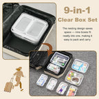 9 pcs Zipper Pouches Nesting Set, Hard Shell Toiletry Bag | Stackable Travel Organizer, Cosmetic Bags, Transparent Diaper Bag, Storage Cases (1 Tall M + 2M + 6S) - Image 3