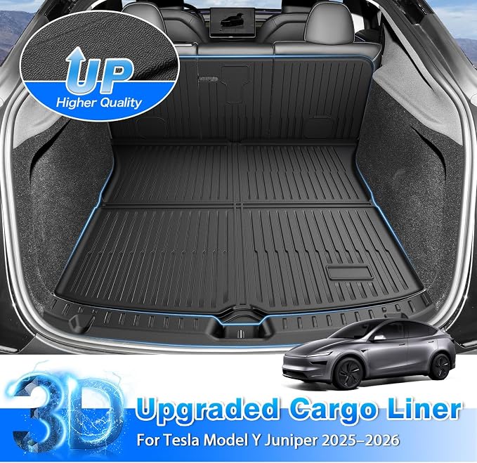 Model Y Cargo Mat - Trunk Mat for 2025 2026 Tesla Model Y Juniper 5 Seat (Not fit Standard), All Weather Cargo Liner with Backrest Mat and Door Sill Guards for Model Y Accessories, Rubber Car Mats - Image 2