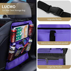 LUCMO Car Backseat Organizer with Touch Screen Tablet Holder, Dark Purple | 2 Pcs,9 Storage Pockets,Clear Tablet Holder,Protectors Kick Mats,Travel Accessories,Seat Cover,Road Trip Essentials - Image 2