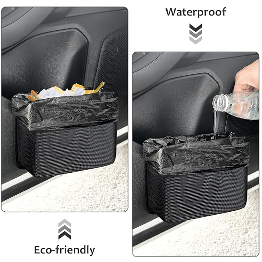 Accmor Collapsible Car Trash Can, Vehicle Garbage Organizer Holder Bin with One Roll Trash Bag, Waterproof Hanging Mini Auto Dustbin Accessories Storage Container for Vans, SUVs - Image 3
