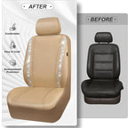 CAR PASS Leather Bling Diamond Car Seat Covers 2 Front Interior Sets, Waterproof Universal Shining Glitter Crystal Sparkle Fit for 95% Automotive Truck SUV Cute Women Girl, Beige Rhinestone - Image 4