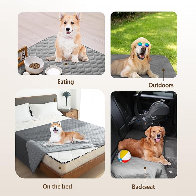 gogobunny 100% Double-Sided Waterproof Dog Bed Cover Pet Blanket Sofa Couch Furniture Protector for Puppy Large Dog Cat, Reversible (68x82 Inch (Pack of 1), Dark Grey/Light Grey) - Image 9